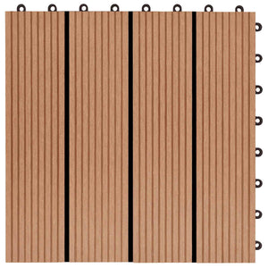 Piastrella per Decking 11 pcs Teak riciclato 30 x 30 cm WPC 42046669