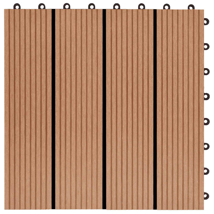 Piastrella per Decking 11 pcs Teak riciclato 30 x 30 cm WPC 42046669