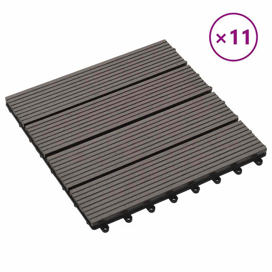 Piastrelle per Decking in WPC 11 pz 30x30cm 1mq Marrone Scuro cod mxl 36583