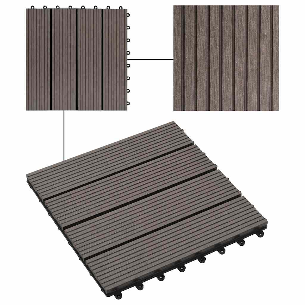 Piastrelle per Decking in WPC 11 pz 30x30cm 1mq Marrone Scuro cod mxl 36583