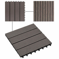 Piastrella per Decking 11 pcs Marrone Scuro 30 x 30 cm WPC 42046670
