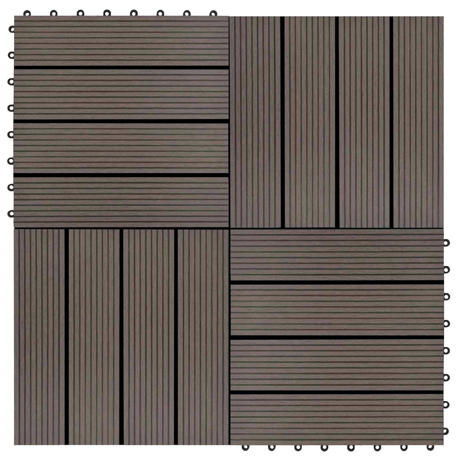 Piastrella per Decking 11 pcs Marrone Scuro 30 x 30 cm WPC 42046670