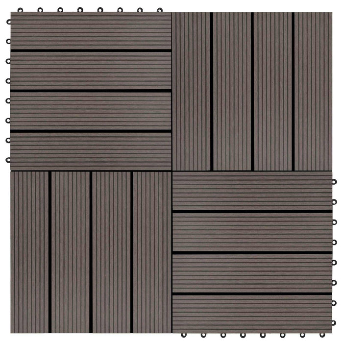 Piastrella per Decking 11 pcs Marrone Scuro 30 x 30 cm WPC 42046670