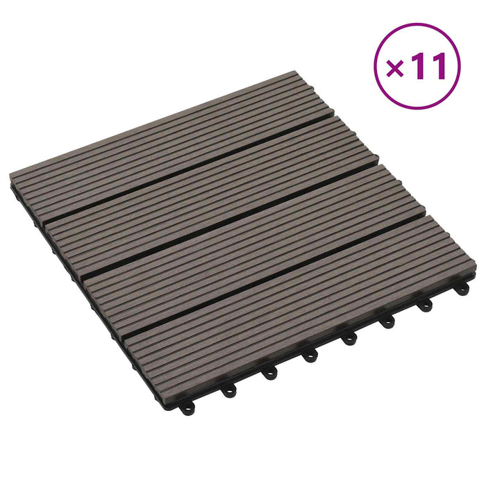 Piastrella per Decking 11 pcs Marrone Scuro 30 x 30 cm WPC 42046670