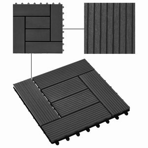 Piastrella per Decking 11 pcs Nero 30 x 30 cm WPC 42046671