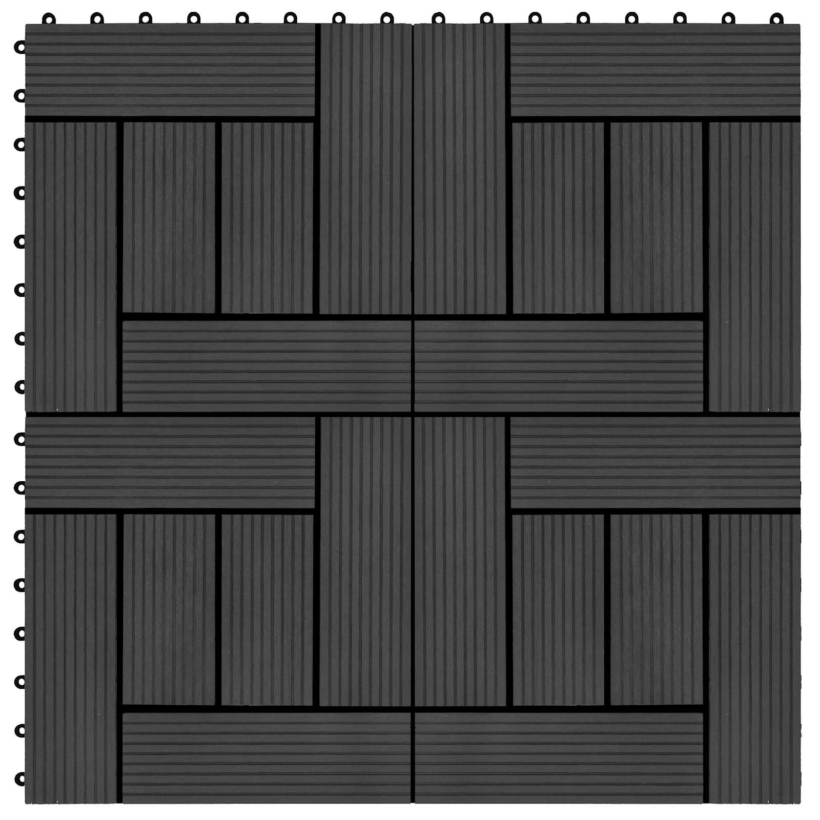Piastrella per Decking 11 pcs Nero 30 x 30 cm WPC 42046671