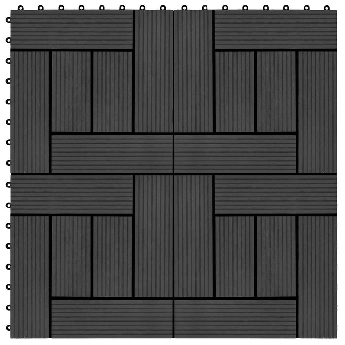 Piastrella per Decking 11 pcs Nero 30 x 30 cm WPC 42046671