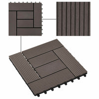 Piastrella per Decking 11 pcs Marrone Scuro 30 x 30 cm WPC 42046673