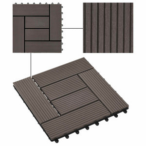 Piastrella per Decking 11 pcs Marrone Scuro 30 x 30 cm WPC 42046673