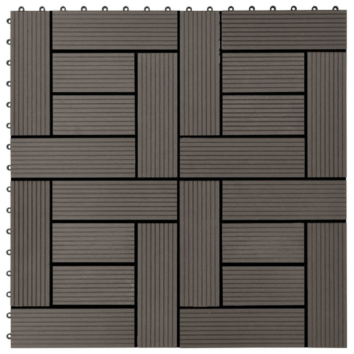 Piastrella per Decking 11 pcs Marrone Scuro 30 x 30 cm WPC 42046673