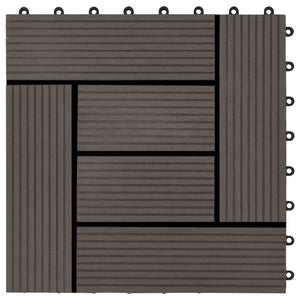 Piastrella per Decking 11 pcs Marrone Scuro 30 x 30 cm WPC 42046673