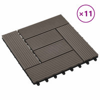 Piastrella per Decking 11 pcs Marrone Scuro 30 x 30 cm WPC 42046673