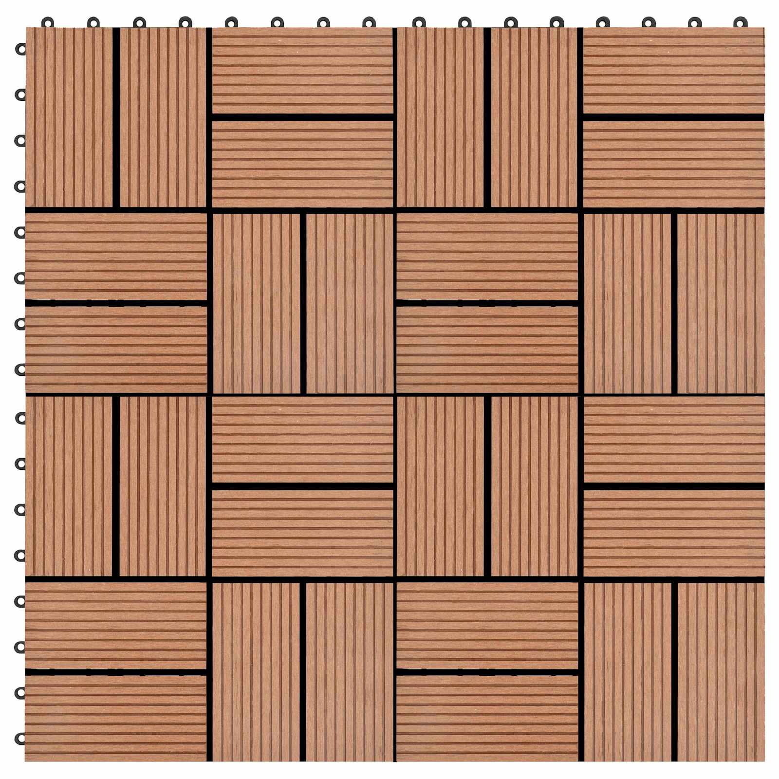 Piastrella per Decking 11 pcs Marrone 30 x 30 cm WPC 42046674