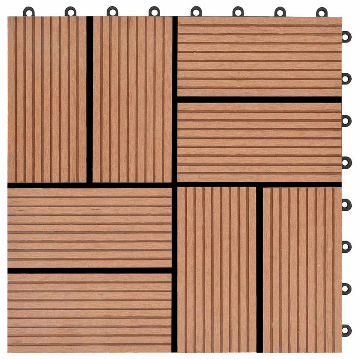 Piastrella per Decking 11 pcs Marrone 30 x 30 cm WPC 42046674