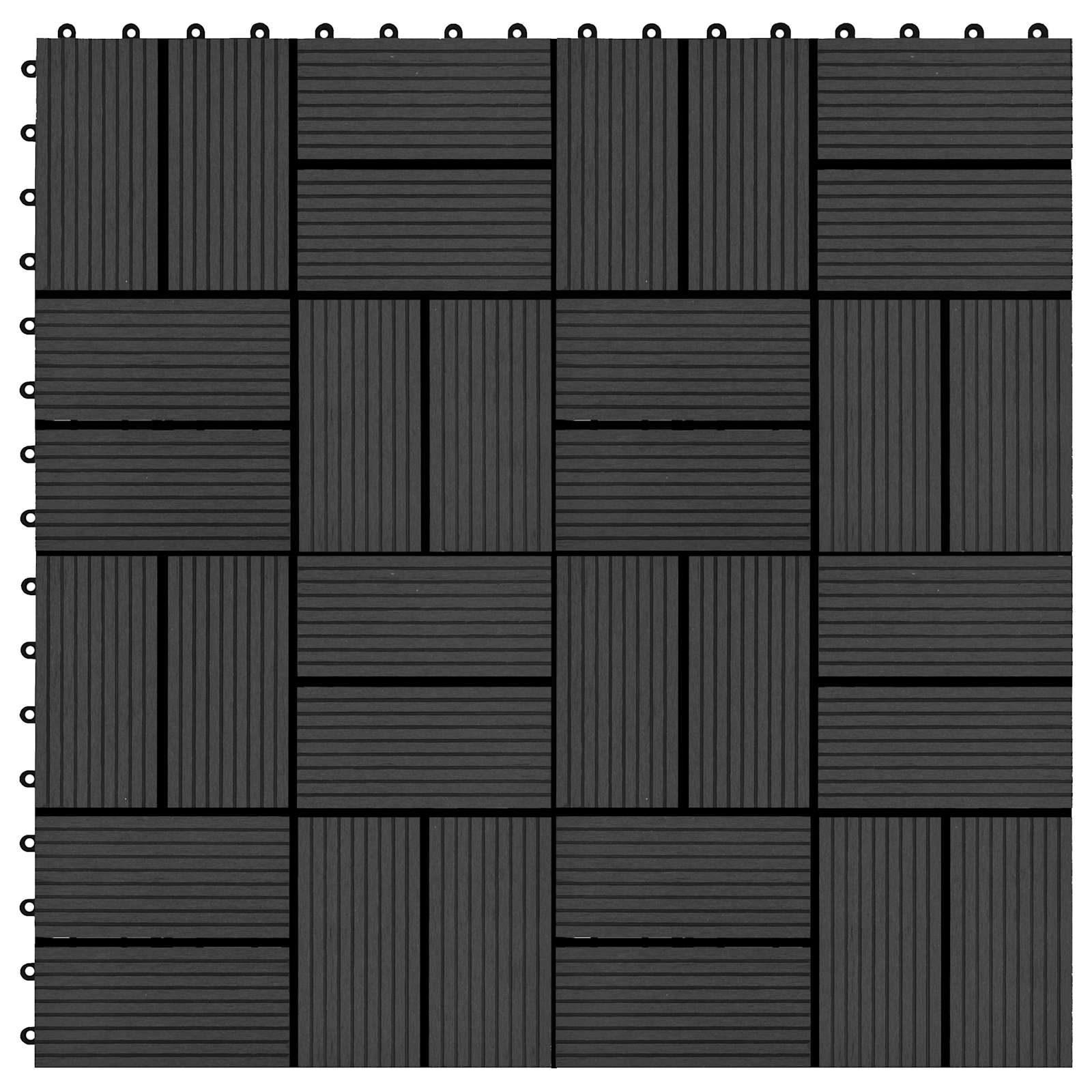 Piastrella per Decking 11 pcs Nero 30 x 30 cm WPC 42046676