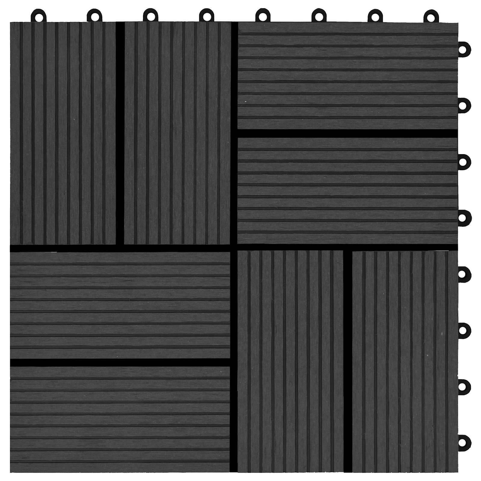 Piastrella per Decking 11 pcs Nero 30 x 30 cm WPC 42046676
