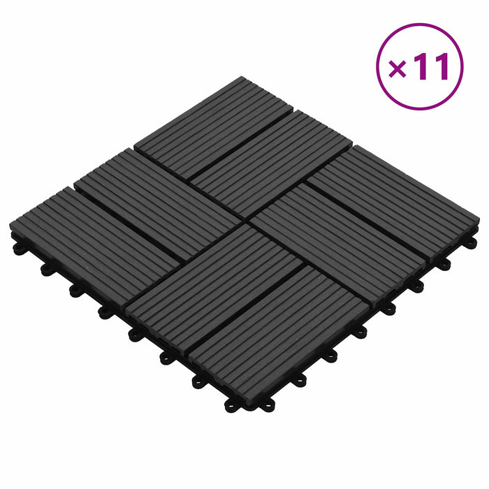 Piastrella per Decking 11 pcs Nero 30 x 30 cm WPC 42046676