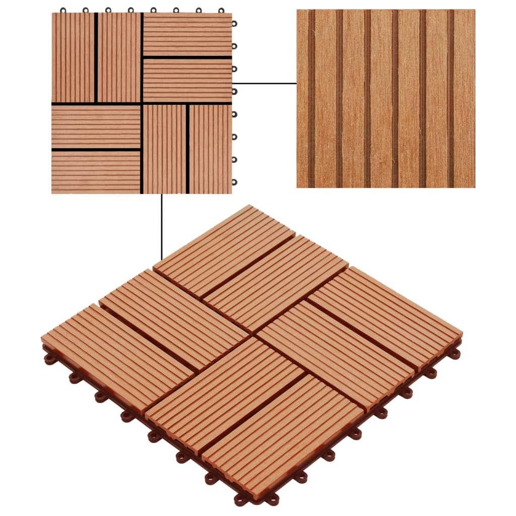 Piastrelle per Decking in WPC 11 pz 30x30cm 1mq Colore Teak 45032