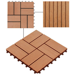 Piastrelle per Decking in WPC 11 pz 30x30cm 1mq Colore Teak 45032