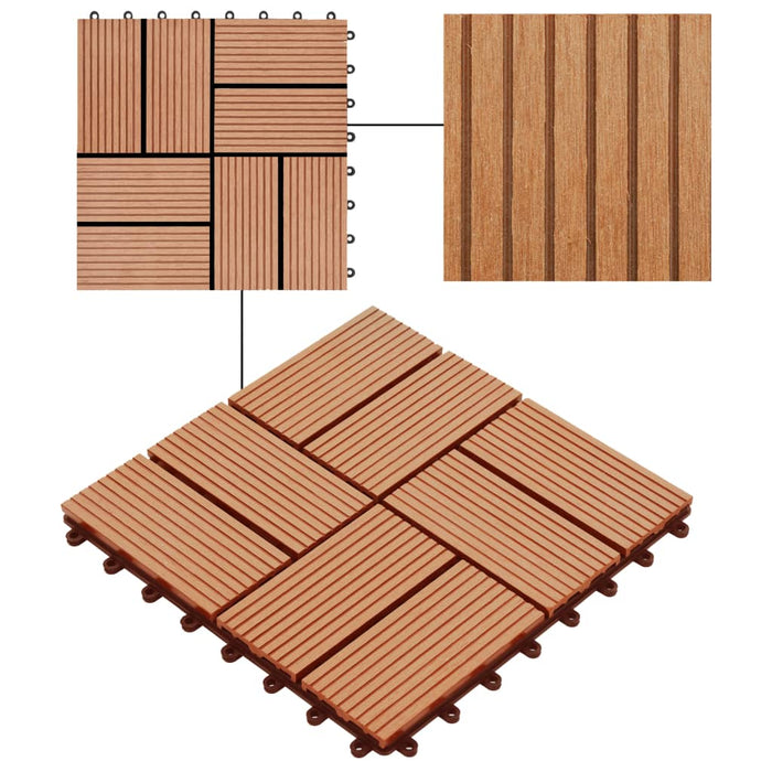 Piastrelle per Decking in WPC 11 pz 30x30cm 1mq Colore Teak 45032