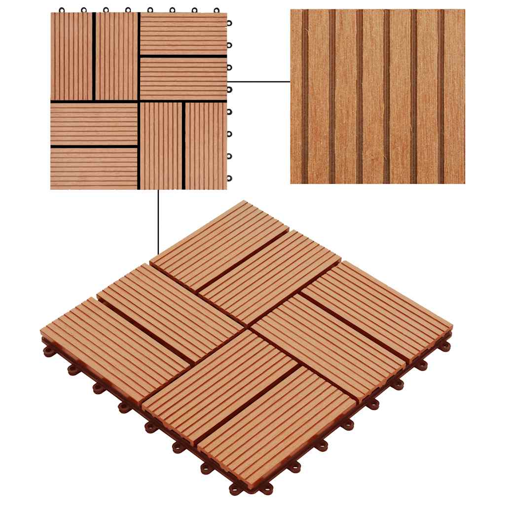 Piastrelle per Decking in WPC 11 pz 30x30cm 1mq Colore Teak 45032