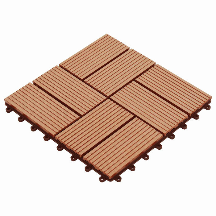 Piastrella per Decking 11 pcs Teak riciclato 30 x 30 cm WPC 42046677