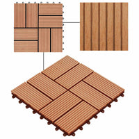 Piastrella per Decking 11 pcs Teak riciclato 30 x 30 cm WPC 42046677