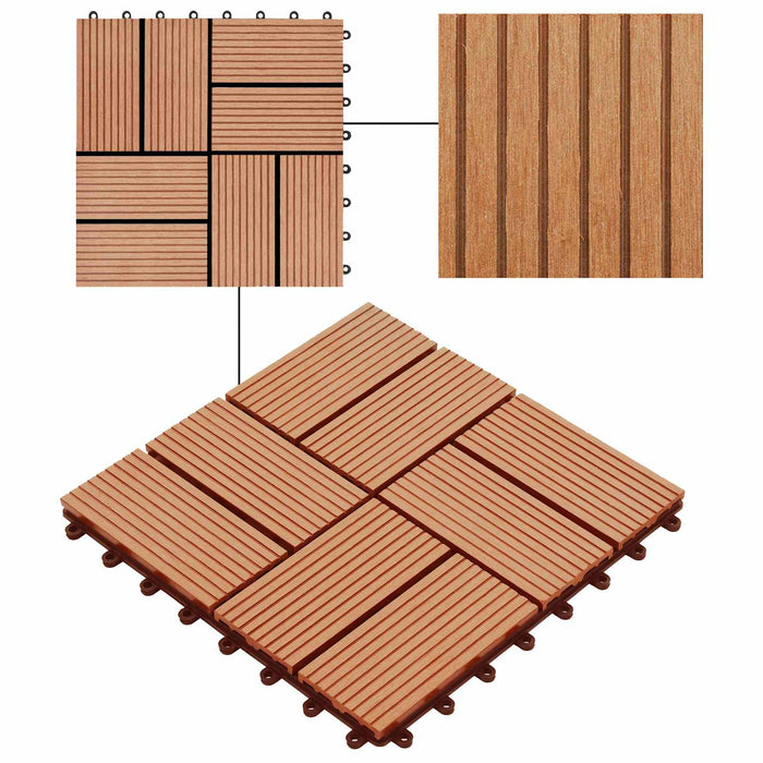 Piastrella per Decking 11 pcs Teak riciclato 30 x 30 cm WPC 42046677