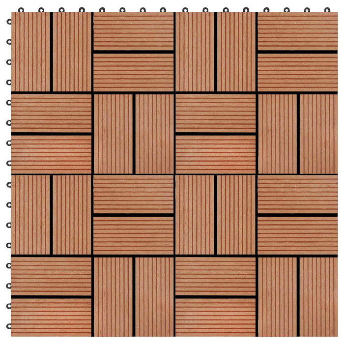 Piastrella per Decking 11 pcs Teak riciclato 30 x 30 cm WPC 42046677