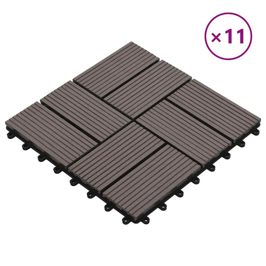 Piastrelle per Decking in WPC 11 pz 30x30cm 1mq Marrone Scuro cod mxl 36081
