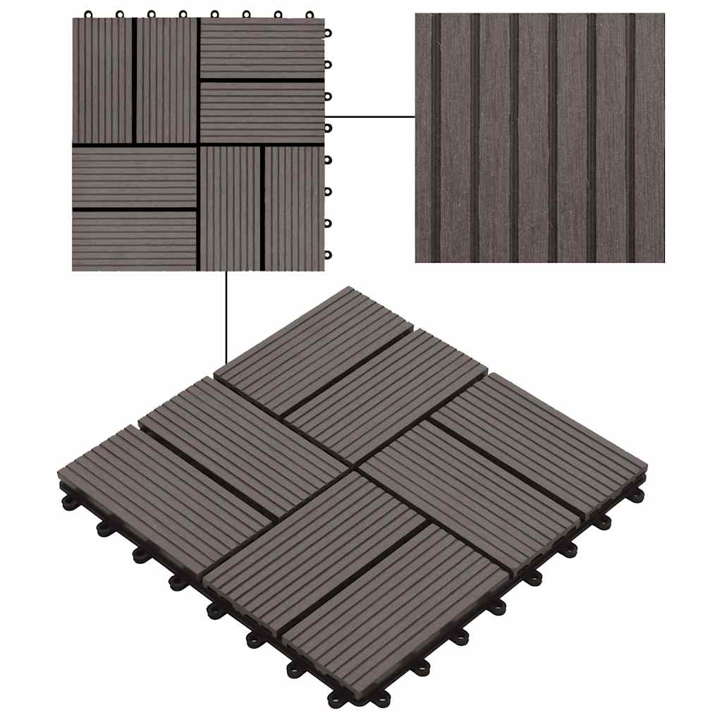 Piastrelle per Decking in WPC 11 pz 30x30cm 1mq Marrone Scuro 45033
