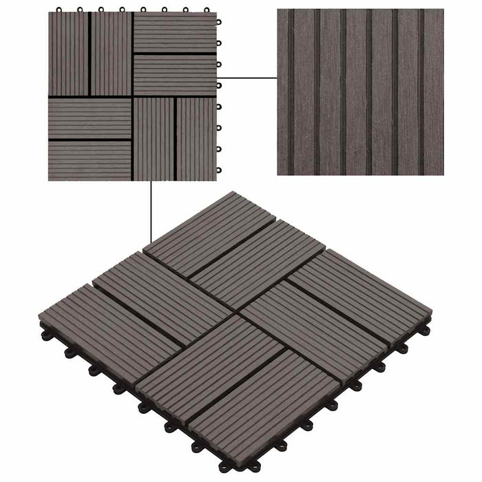 Piastrelle per Decking in WPC 11 pz 30x30cm 1mq Marrone Scuro 45033