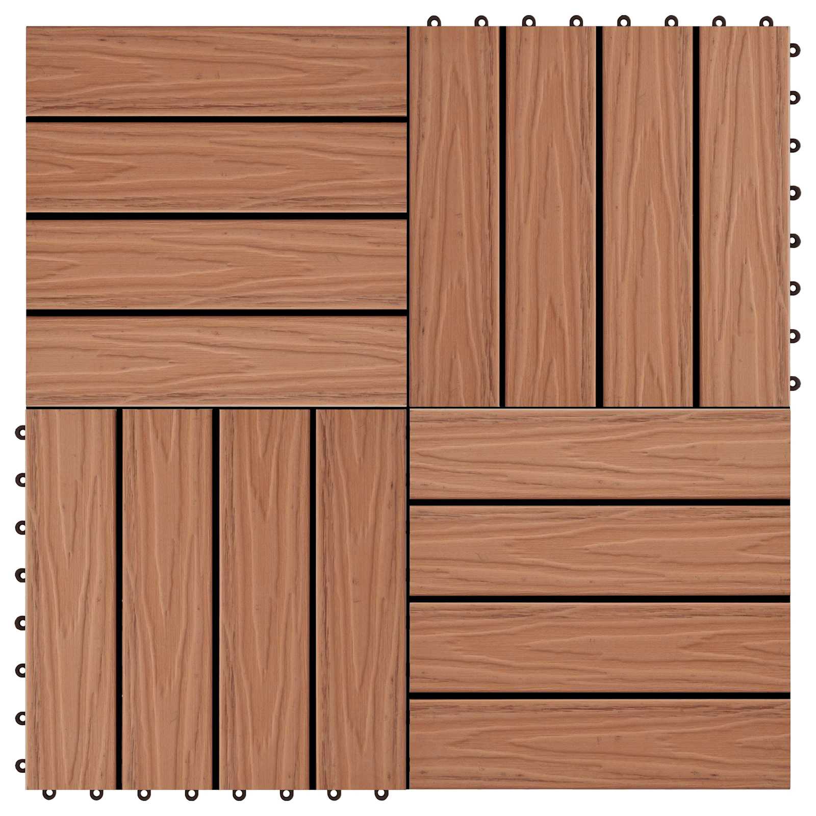 Piastrella per Decking 11 pcs Marrone Chiaro 30 x 30 cm WPC 42046679