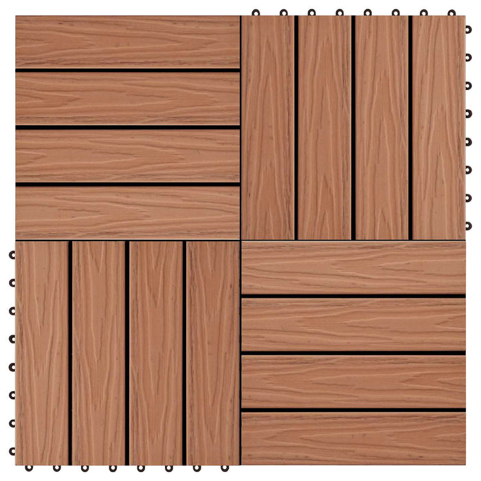 Piastrella per Decking 11 pcs Marrone Chiaro 30 x 30 cm WPC 42046679