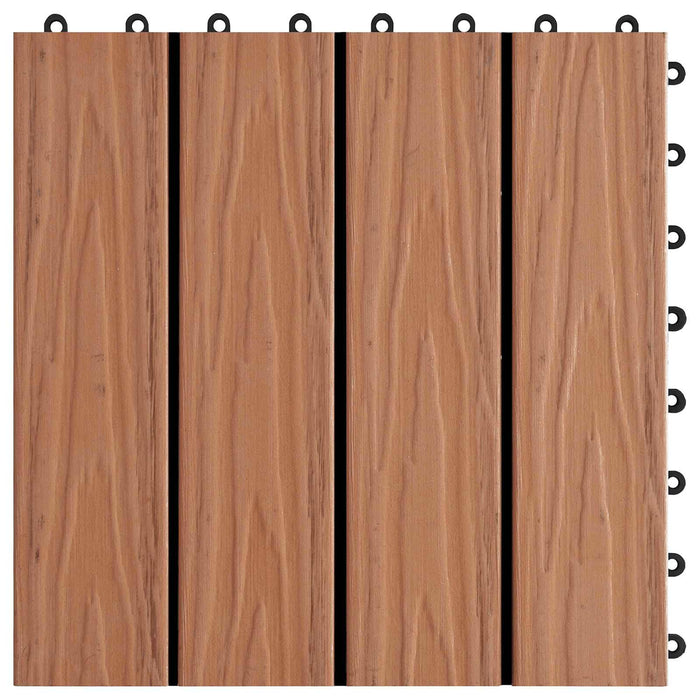 Piastrella per Decking 11 pcs Marrone Chiaro 30 x 30 cm WPC 42046679