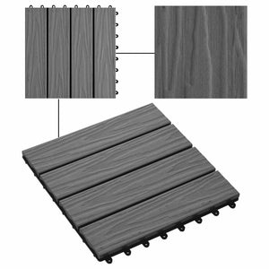 Piastrella per Decking Design 3D 11 pcs Grigio 30 x 30 cm WPC 42046680