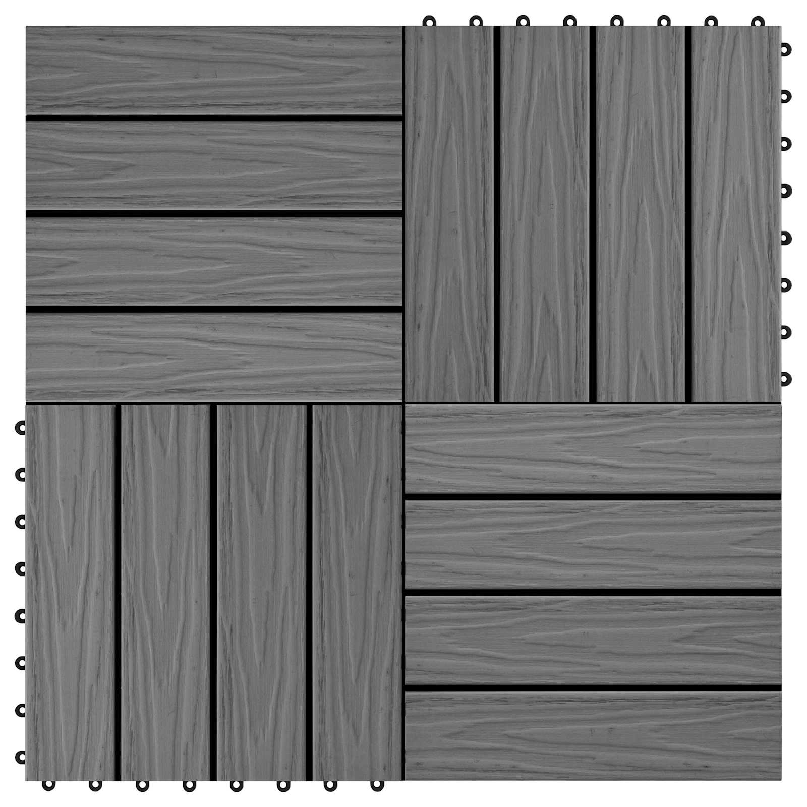 Piastrella per Decking Design 3D 11 pcs Grigio 30 x 30 cm WPC 42046680
