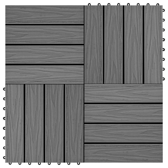 Piastrella per Decking Design 3D 11 pcs Grigio 30 x 30 cm WPC 42046680