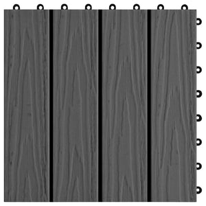 Piastrelle per Decking 11 pz Goffrature WPC 30x30 cm 1 mq Nero 45036