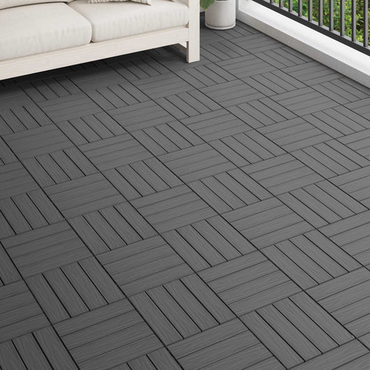 Piastrella per Decking Design 3D 11 pcs Nero 30 x 30 cm WPC 42046681