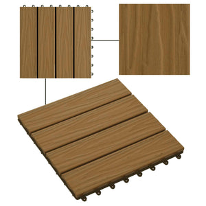 Piastrella per Decking 11 pcs Teak riciclato 30 x 30 cm WPC 42046682
