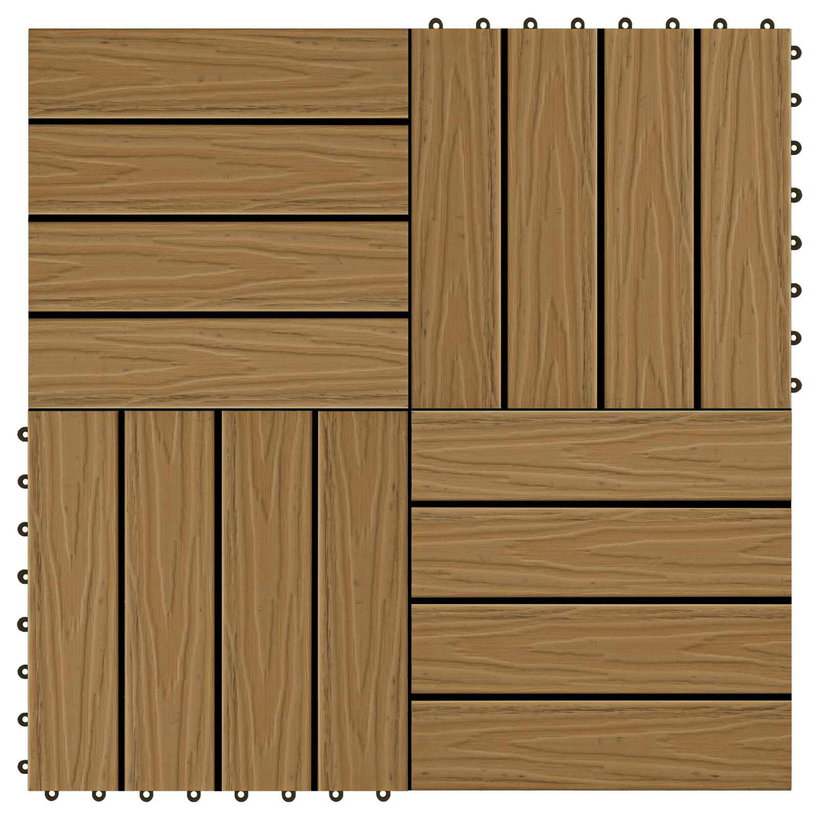Piastrella per Decking 11 pcs Teak riciclato 30 x 30 cm WPC 42046682