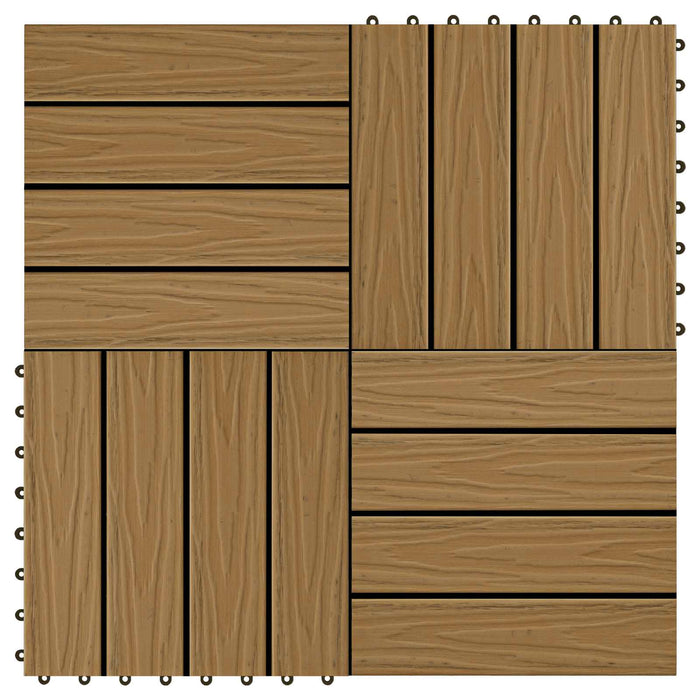 Piastrella per Decking 11 pcs Teak riciclato 30 x 30 cm WPC 42046682