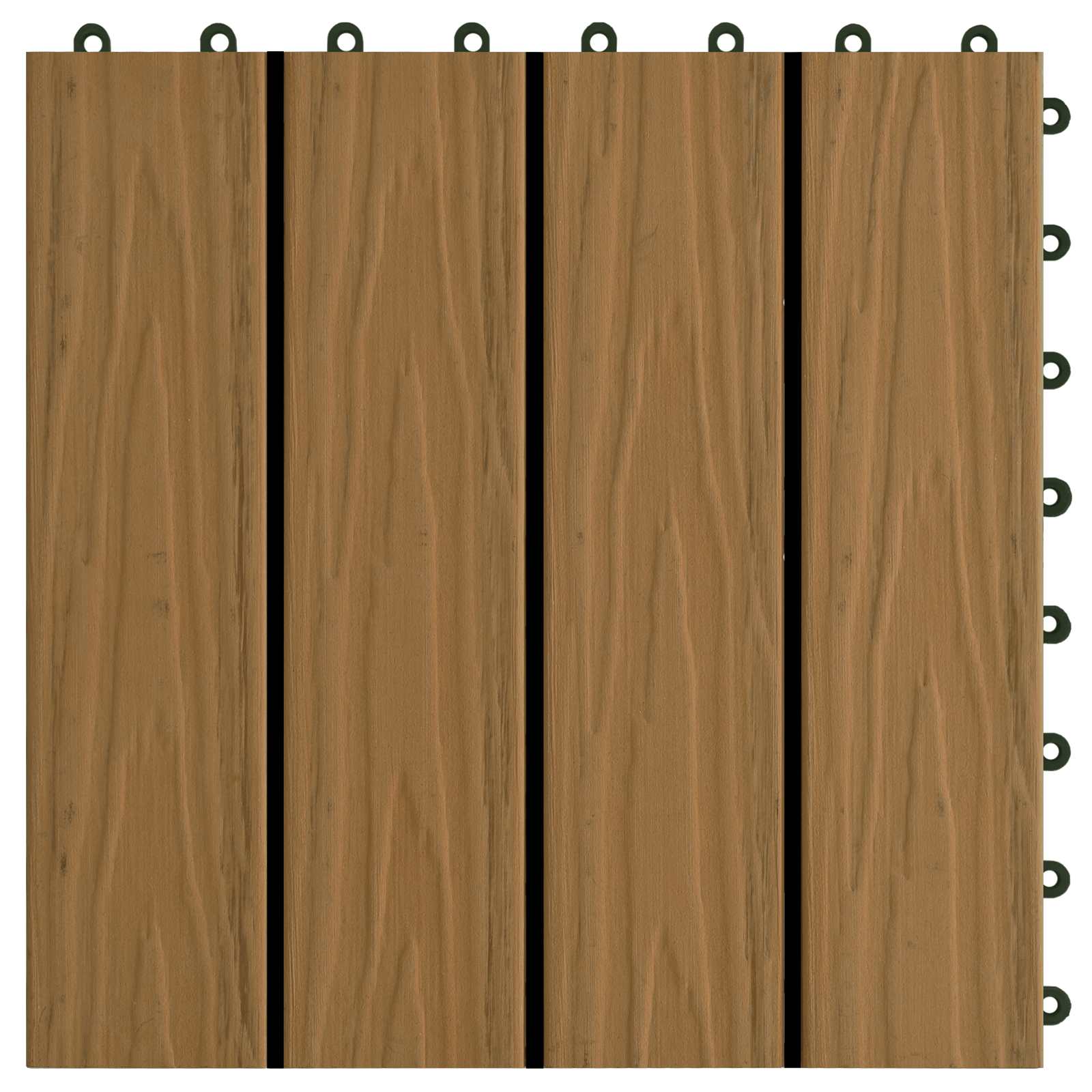 Piastrella per Decking 11 pcs Teak riciclato 30 x 30 cm WPC 42046682