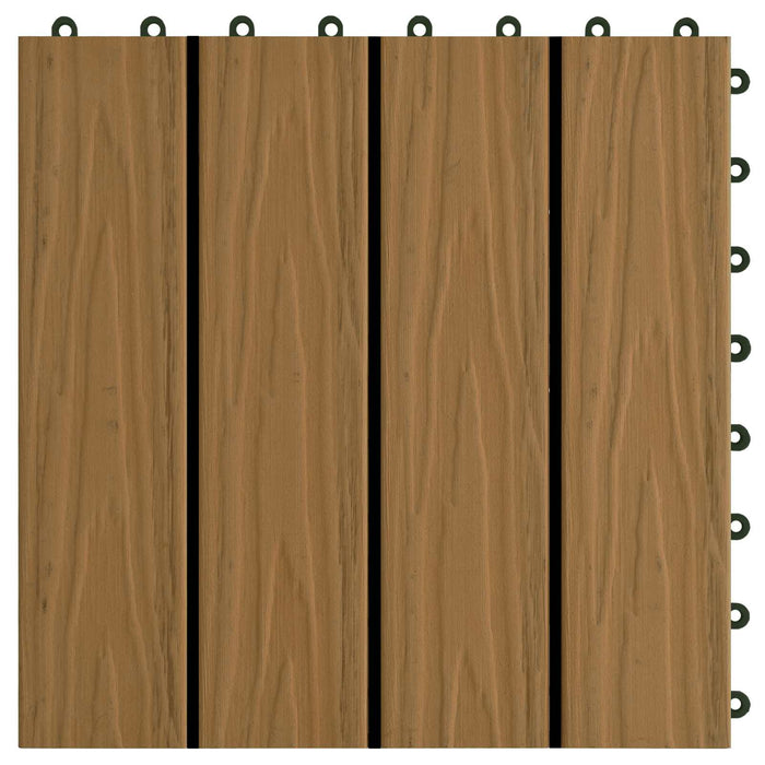 Piastrella per Decking 11 pcs Teak riciclato 30 x 30 cm WPC 42046682
