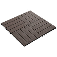 Piastrelle 11 pz Goffrature WPC 30x30 cm 1 mq Marrone Scuro 45038