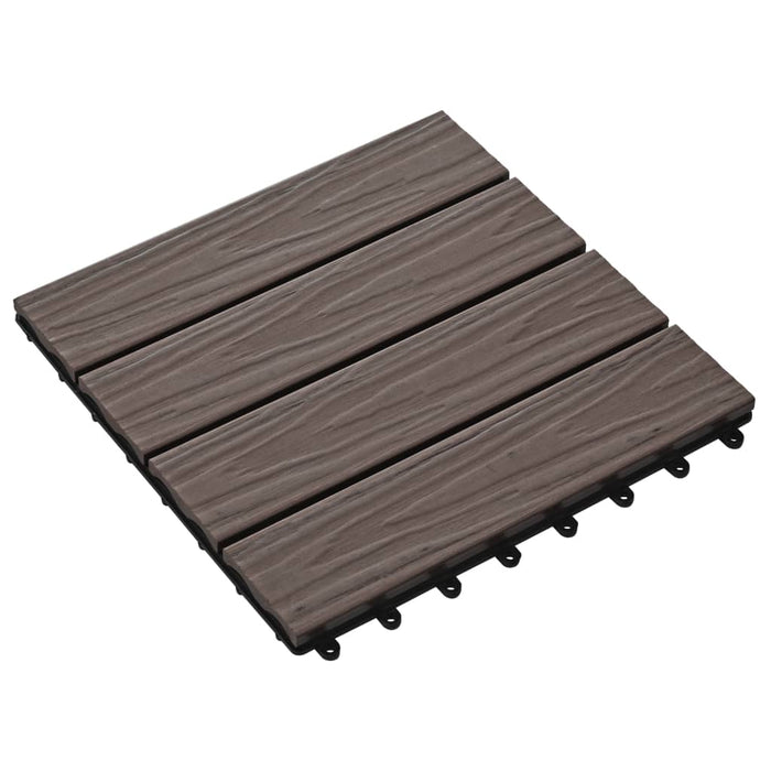 Piastrelle 11 pz Goffrature WPC 30x30 cm 1 mq Marrone Scuro 45038