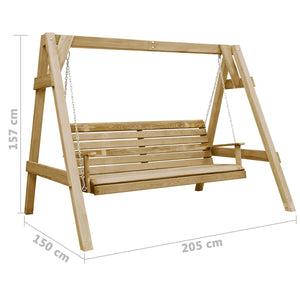 Panca a Dondolo da Giardino in Pino Impregnato 205x150x157 cm 45305