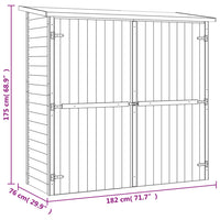 Capanno Attrezzi da Giardino in Pino Impregnato 182x76x175 cm cod mxl 65862