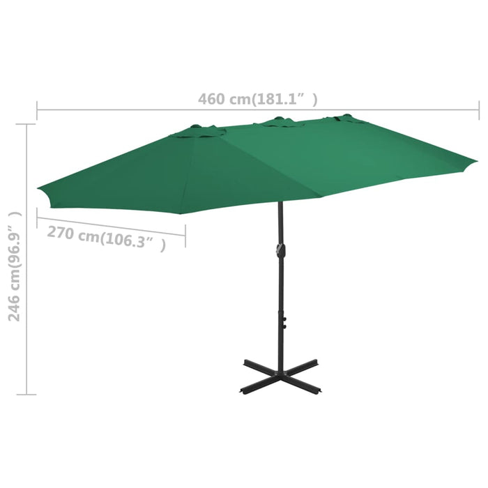 Ombrellone da Esterni con Palo in Alluminio 460x270 cm Verde 44867